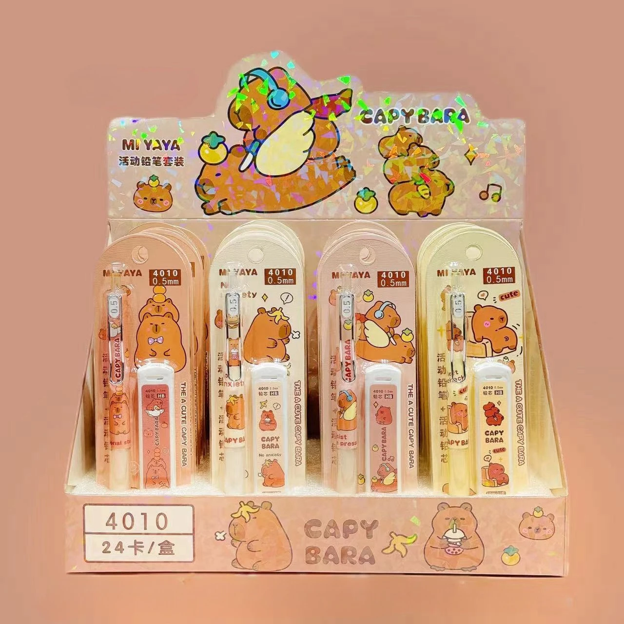 Cartoon Capybara Mechanical Pencil Set With Refill Leads 0.5mm Kawaii School Office Writing Pencils Cute Stationery Gift