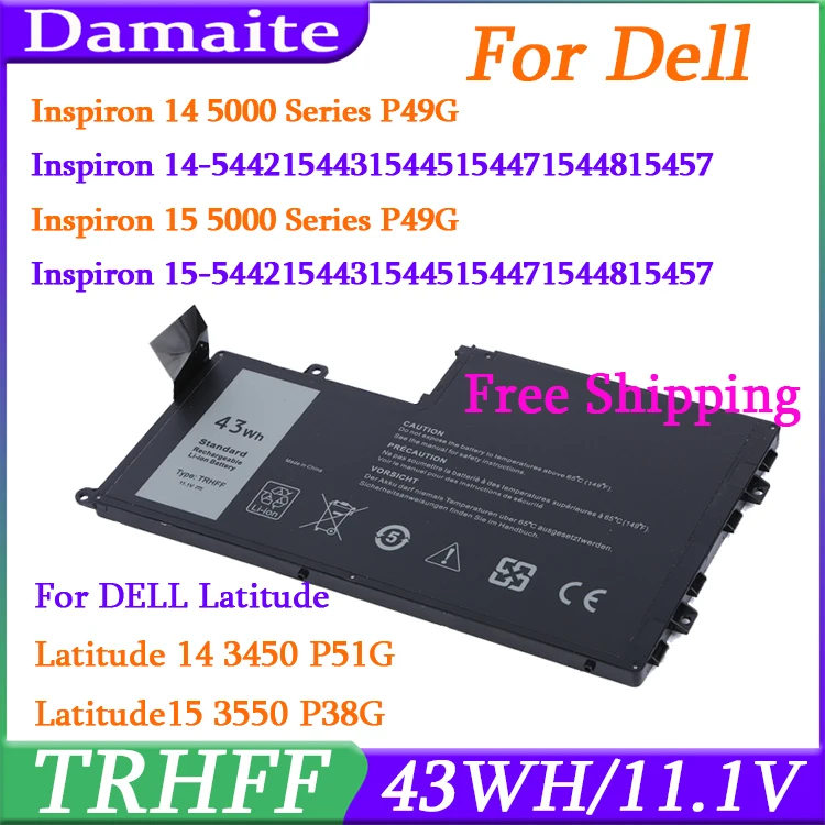 

TRHFF 43WH Battery for Dell Inspiron 14-5445 5447 5448 15-5542 5543 5545 5547 5548 Latitude 3450 3550 P39F P49G 1V2F6 01V2F