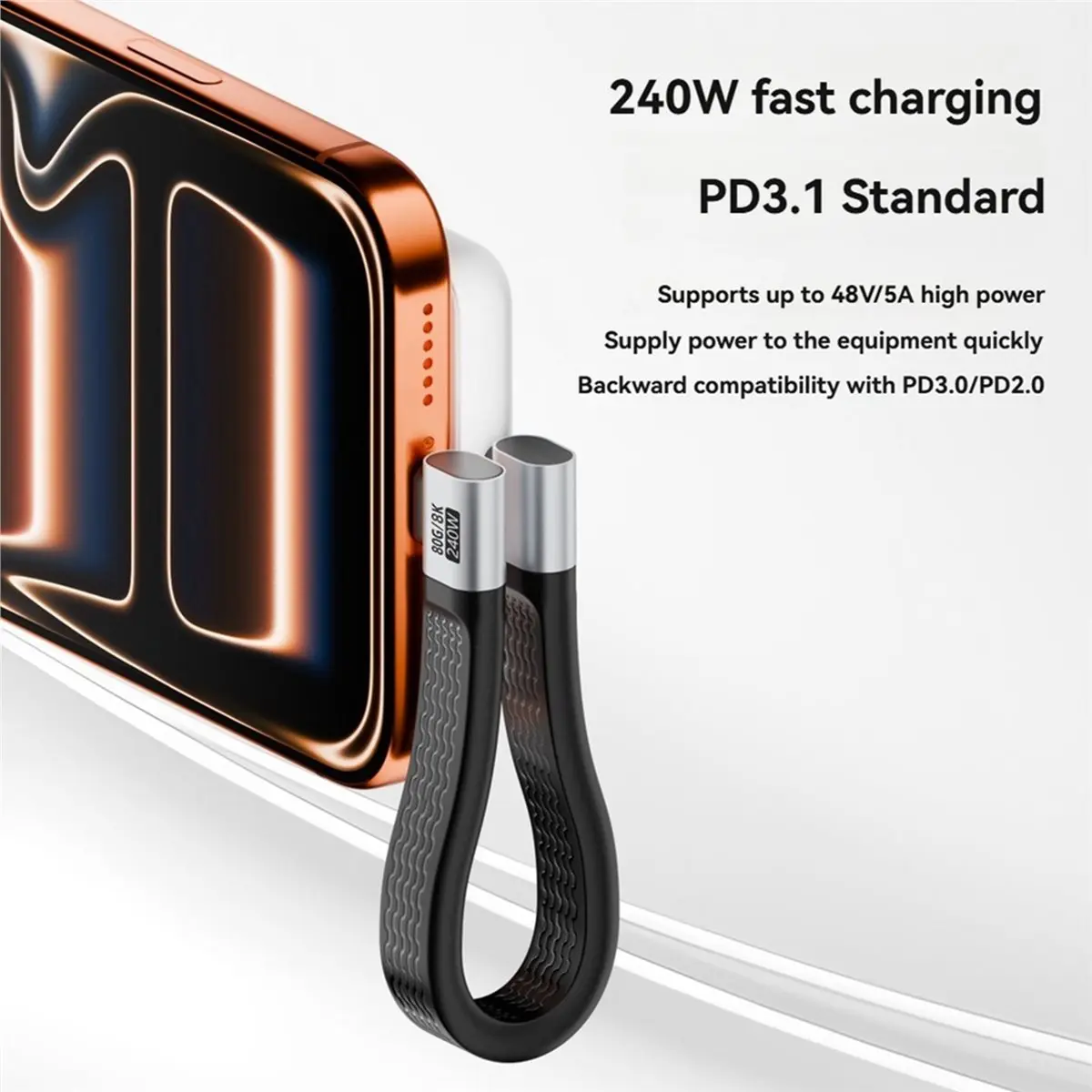 （2026 SUMMER）Dual-Head Side-Bending Type-C Flexible Cable USB4 High-Speed Transmission 240W Fast Charging PD3.1 8K Data Cable
