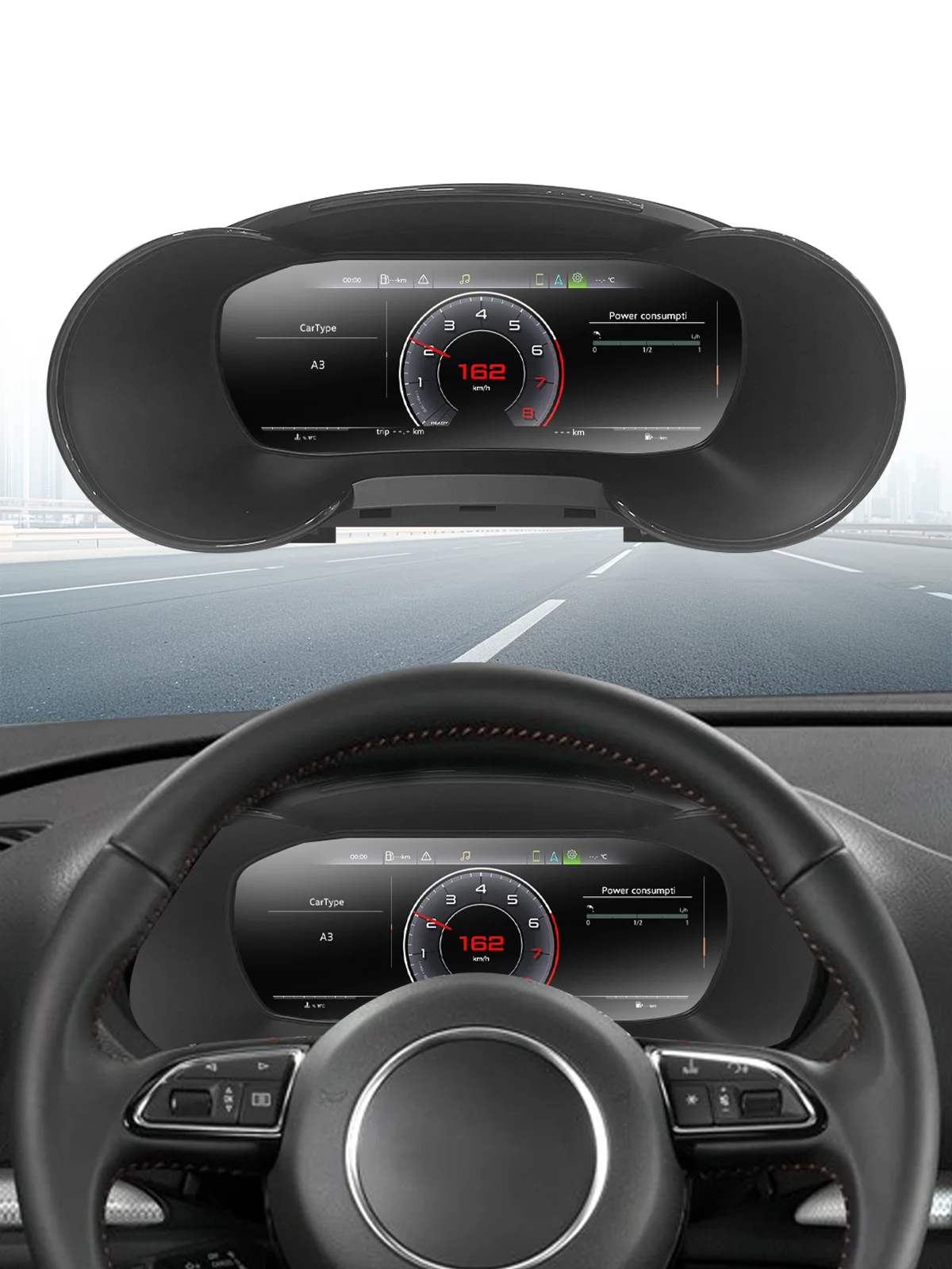 10,25 Zoll LCD-Digital-Cockpit-Display für Audi A3 8V Baujahre 2014-2019, Virtuelles Cockpit-Instrumentencluster mit Navigation