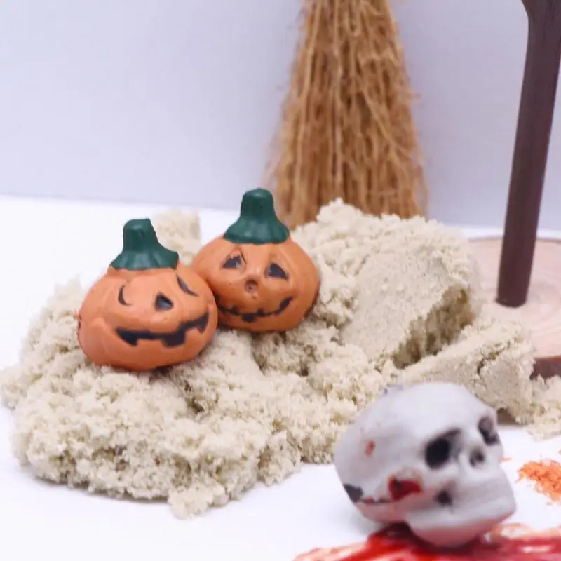 Miniaturas de casa de muñecas de Halloween, juego de juguetes de terror con cabezas de calaveras de calabaza, estatuilla de murciélago, Mini Jardín de Halloween, 27 piezas