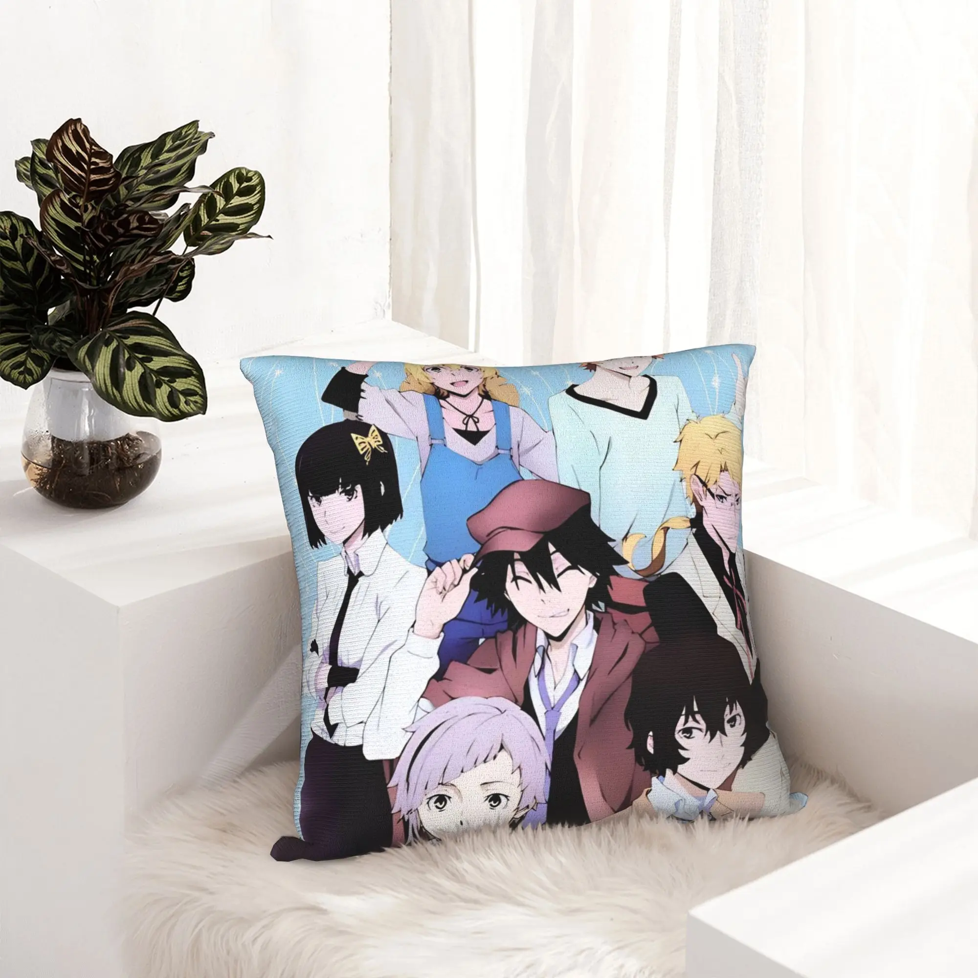 Anime Bungo Stray Dogs Pillowcase Double-sided Printing Cushion Cover Decorations  Throw Pillow Case Cover Home Square 45X45cm