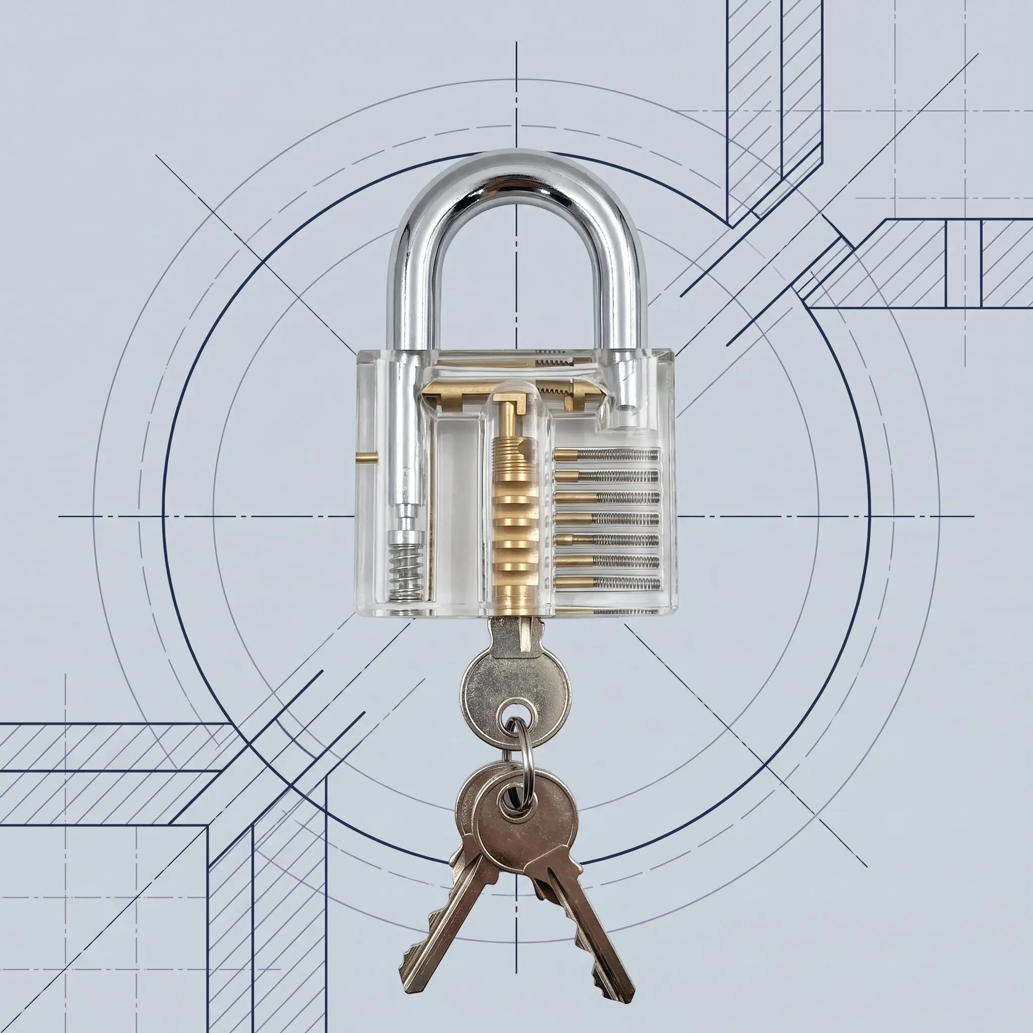 Locksmith Training Tool Kit, Transparent Visible Practice Padlock with Complete Lock Pick Set for Skill Exercise