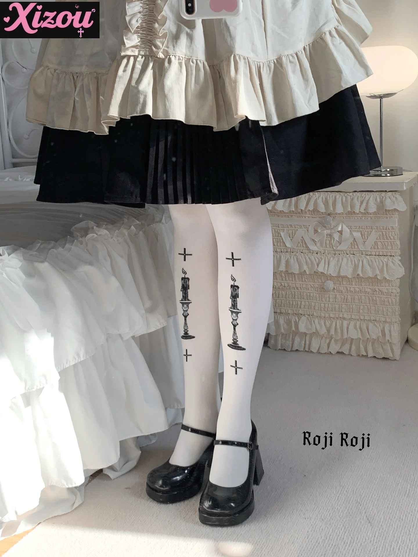 Sweet Cool Girl Japanese Goth Dark Wind Lolita Socks Women Spring Summer Velvet Print Pantyhose Lolita Sweet Lo Socks for Women