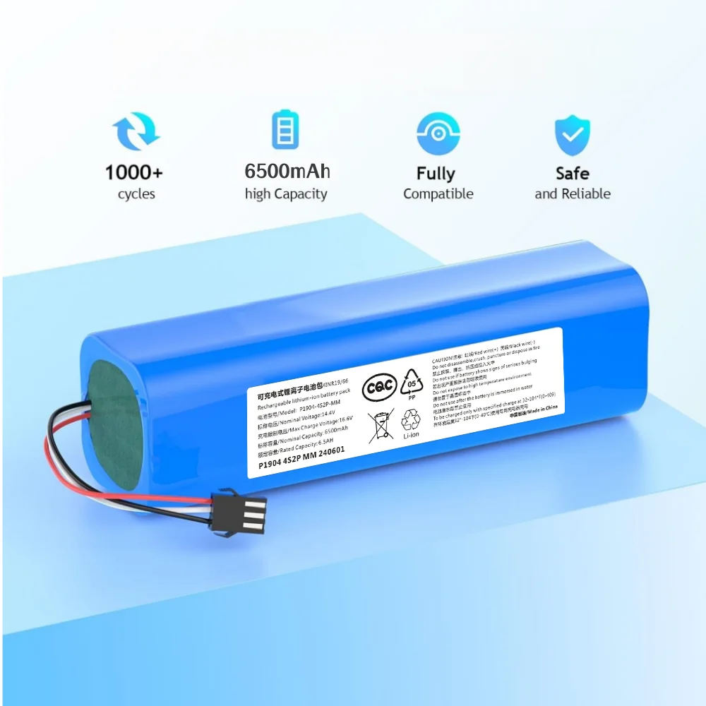14.4V 6500mAh Li-Ion Battery Replacement for Proscenic/Laresar/Ultenic/Viomi Robot Vacuum M7 Pro T10 S9 D800 M8 Pro.
