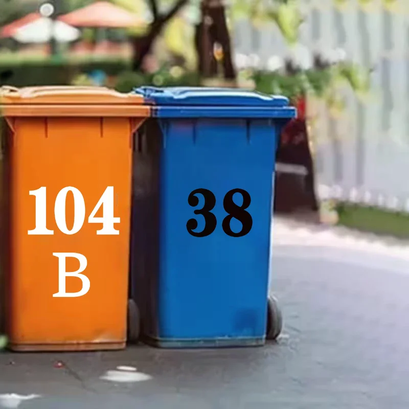 Wheelie Bin Stickers Self-Adhesive Trash Can Labels PVC Number 0-9 Letters A-G Stickers Garage Car Bins Stickers Weatherproof
