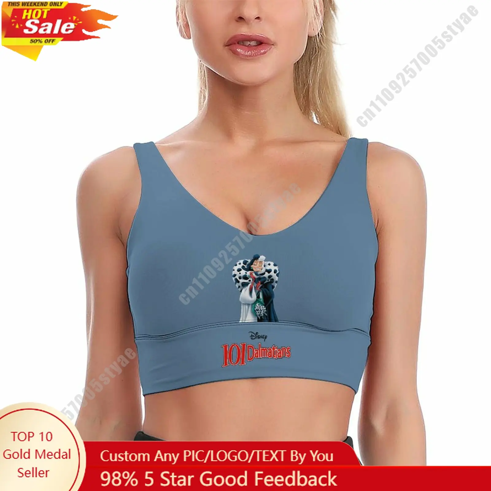 

Cruella De Vil Sports Bra Disney Character Custom Breathable Underwear Running Fitness Push Up Bra Fresh Fashionable Gifts