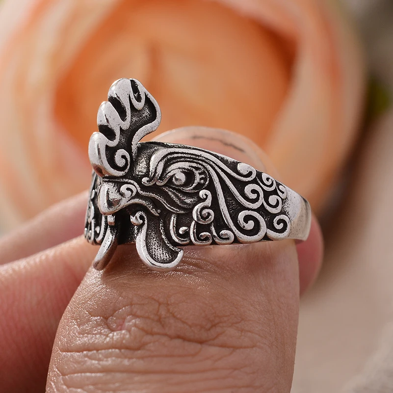 Hot Sell Vintage Cock Animal Design Thai Silver Unisex Party Ring Wholesale Jewelry Hand Accessories Never Fade