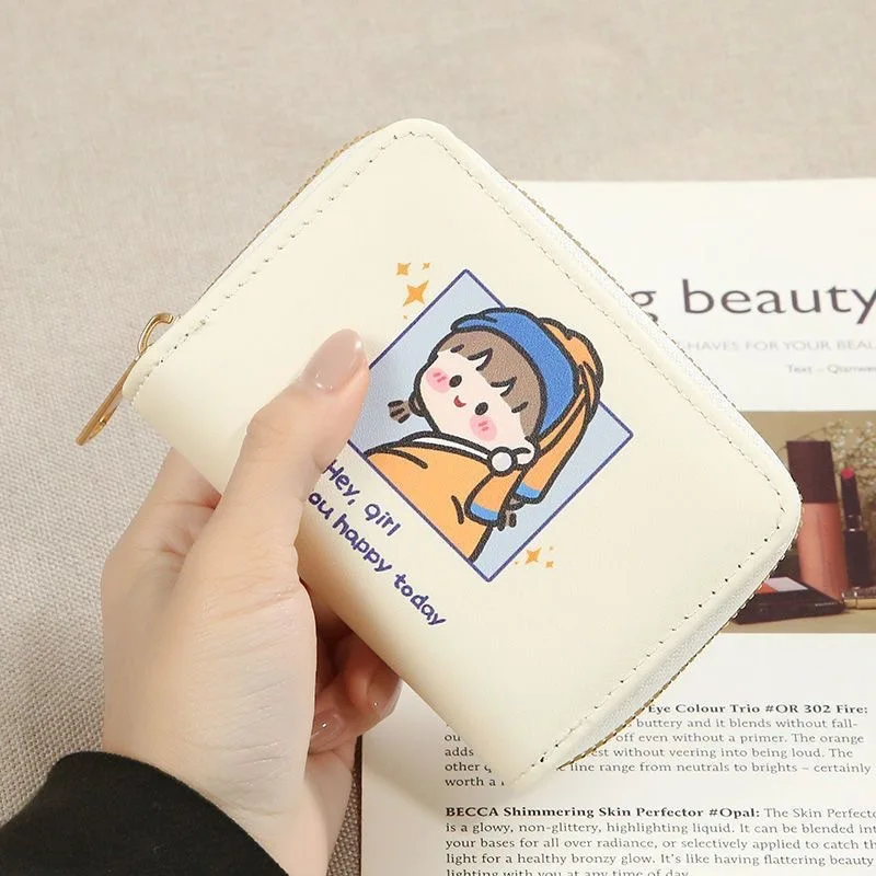 

PU Leather Cute Cartoon Card Wallets for Women Cardholders Aesthetic Bag Korean Fashion Ladies Small Card Holder Coin Purse 2024