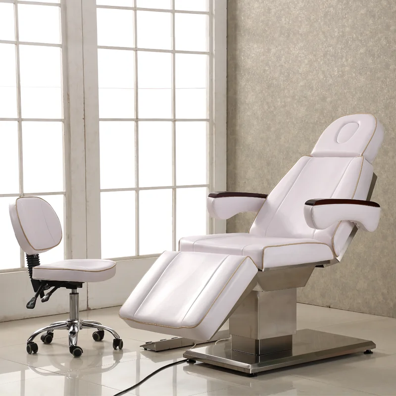 White Stainless Steel Metal Base 3 Motor Electric Lifting Beauty Massage Bed Can Be Customized Color LOGO view 5