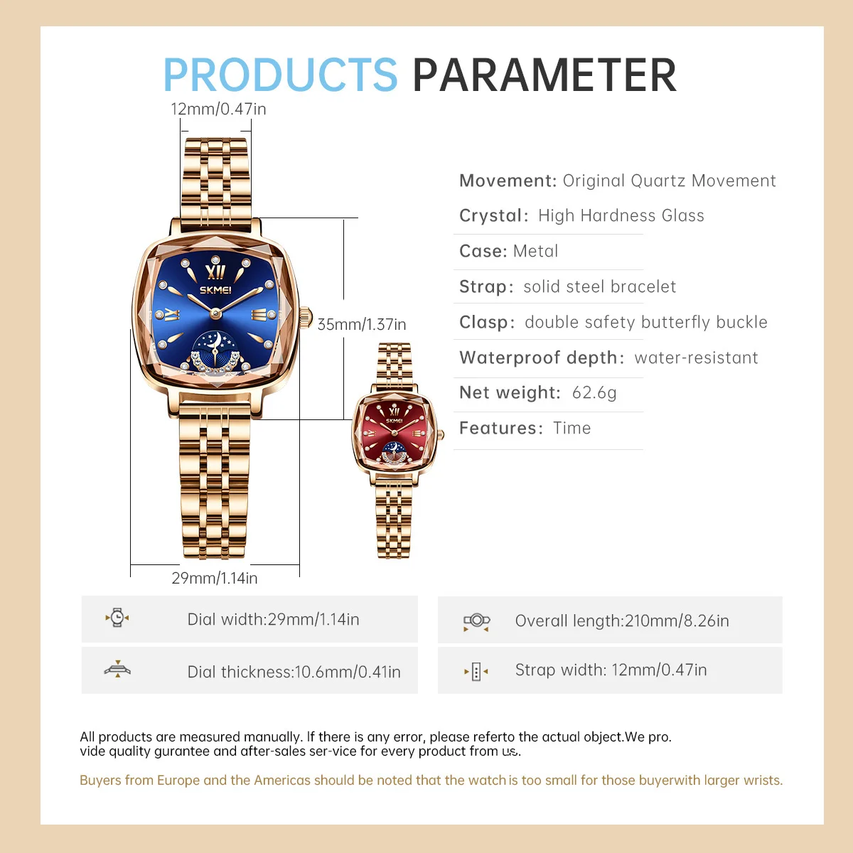 SKMEI Women Fashion Elegance Watches Ladies Luxury Wristwatch Waterproof Quartz Watch Romantic Style Stainless Steel Strip Watch