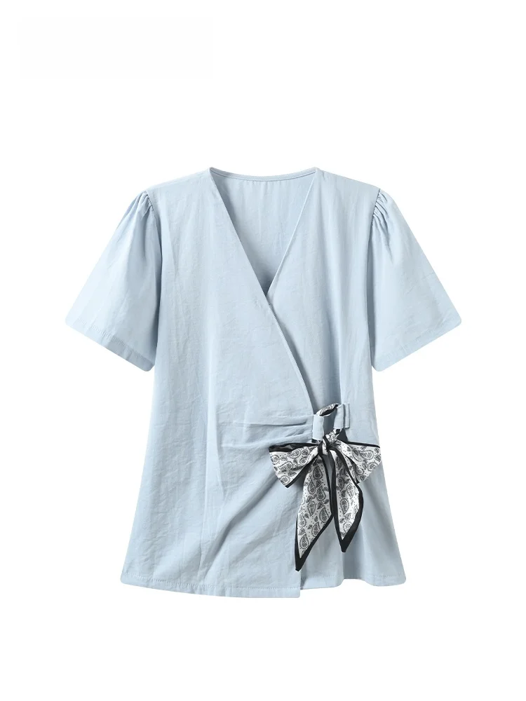 

CaraCLUB plus Size V-Neck Short Sleeve T-Shirt Women Summer Loose Design Sensation Casual Top Cover up Slimming Effect