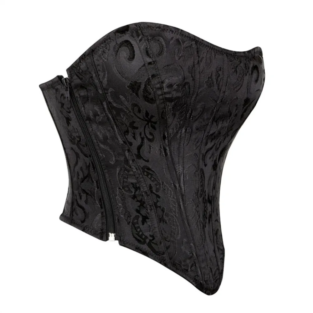 Corsets and Bustiers for Women Top Crop Sexy Corselet Satin Overbust Brocade Vintage Plus Size Black