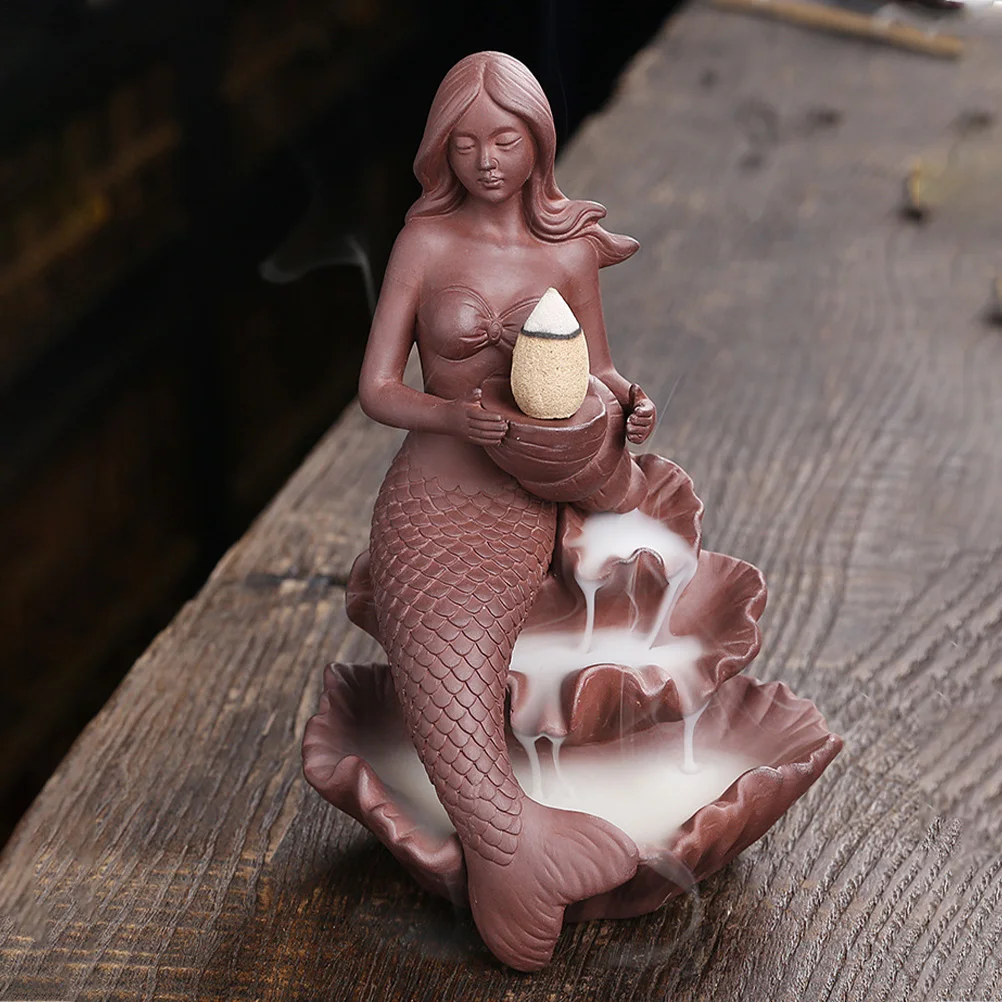 

Purple Clay S Reflux Censer Lotus Mermaid Aroma Diffuser Incense Burner Home Decor Stress Relief Meditation Aid