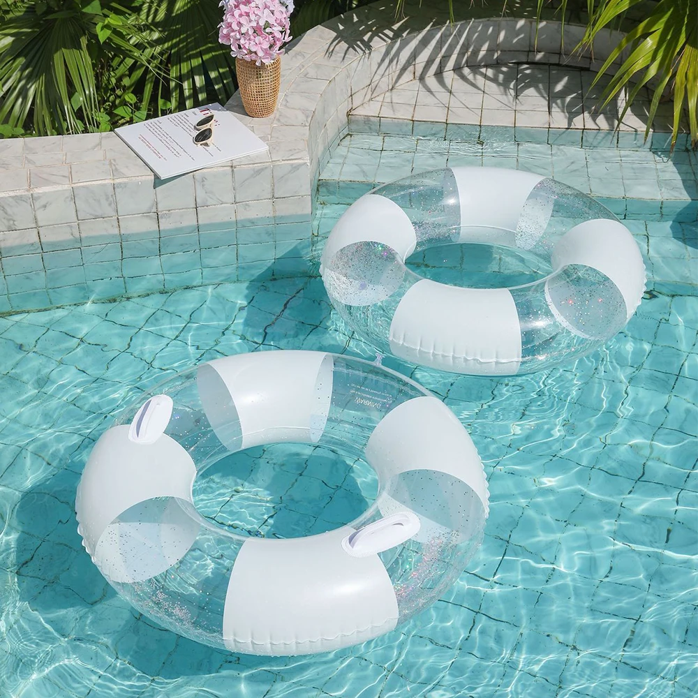 1Pc Retro Stripe Swimming Ring Inflatable Pool Float Thickened Adult Swim Tube Summer Beach Water Pool Party Floating Toys