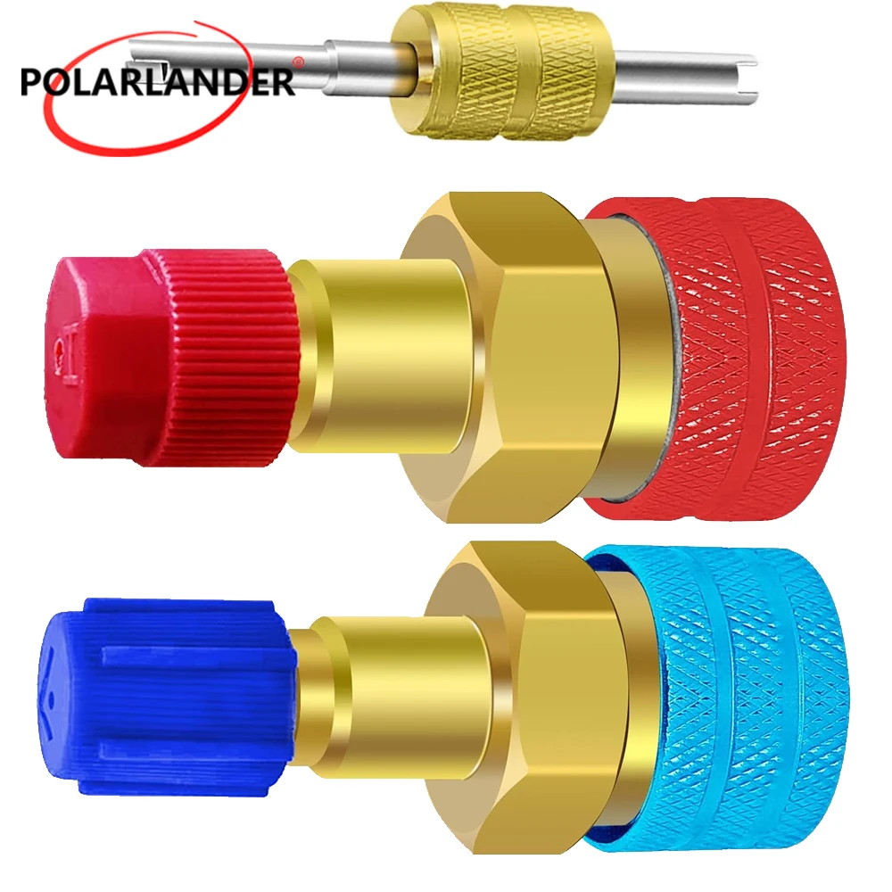 R1234YF to R134a High Low Side Quick Coupler Adapter Kit Brass AC Air Conditioning Evacuation Recharging Tool