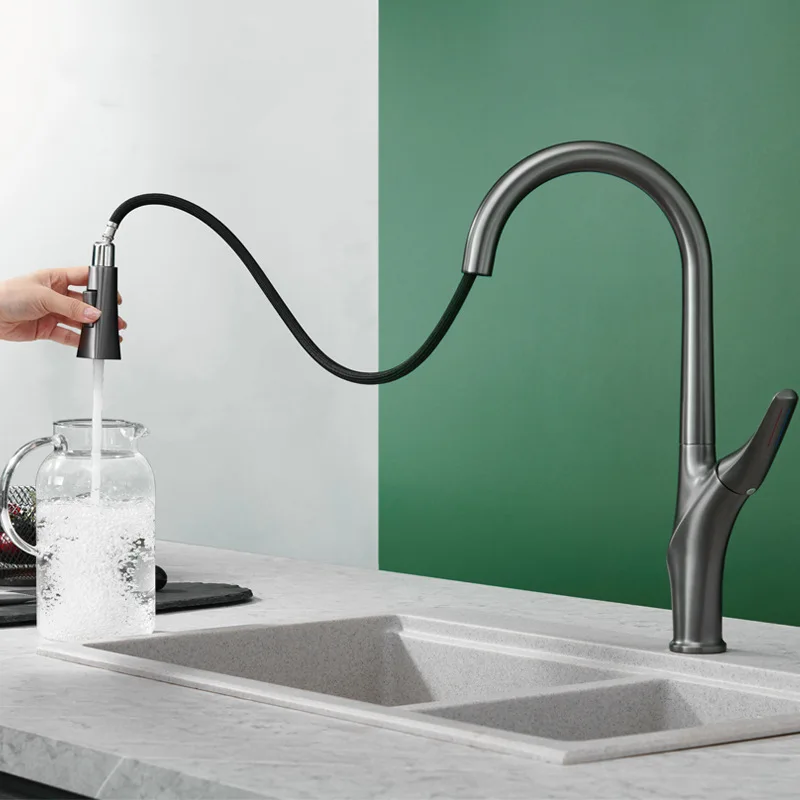 Kitchen Copper Pull Faucet Vegetable Basin Sink Rotatable Hot and Cold Faucet