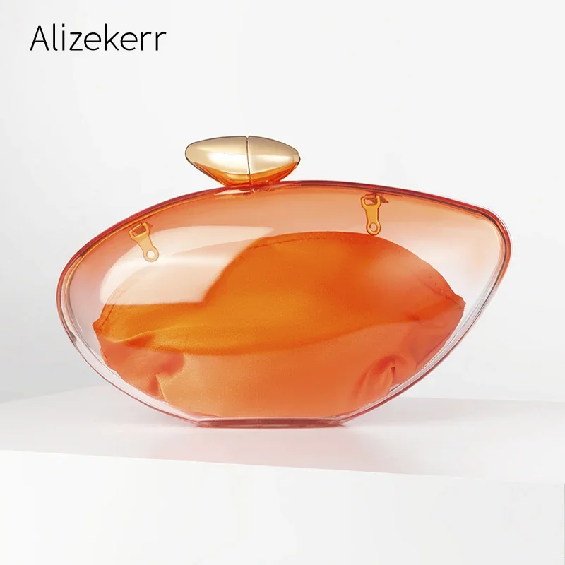 Alizekerr Transparent Acrylic Evening Bags Women Boutique Graduated Color Oval-shaped Clutch Purses And Handbags Wedding Party