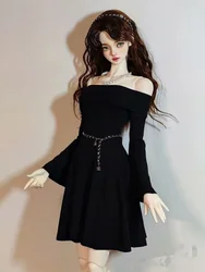 Flip Collar Off Shoulder Dress For BJD Doll 1/6 1/4 Minifee 1/3 Smart Doll DD SID EID Custom Doll Clothes Toys W483