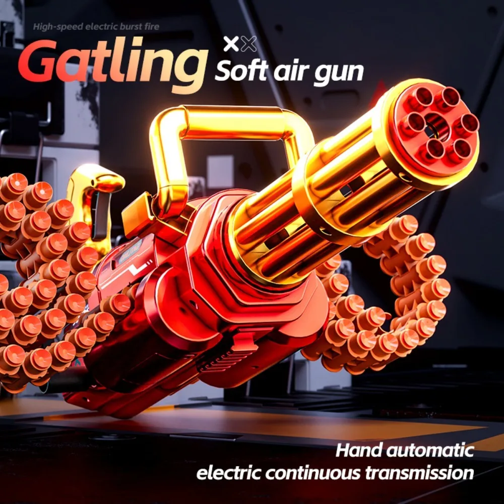 Electric Rotating Gatling Soft Bullet Toy Gun with Automatic and Manual Mode for Outdoor Shooting Game Children's Christmas Gift