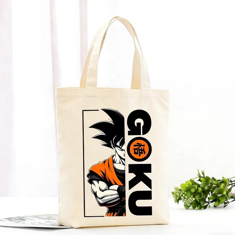 

Dragon Ball Canvas Bags Anime Son Goku Shopping Tote Bags Cartoon Commuter Simple Versatile Storage Shoulder Bag Girls Boys Gift