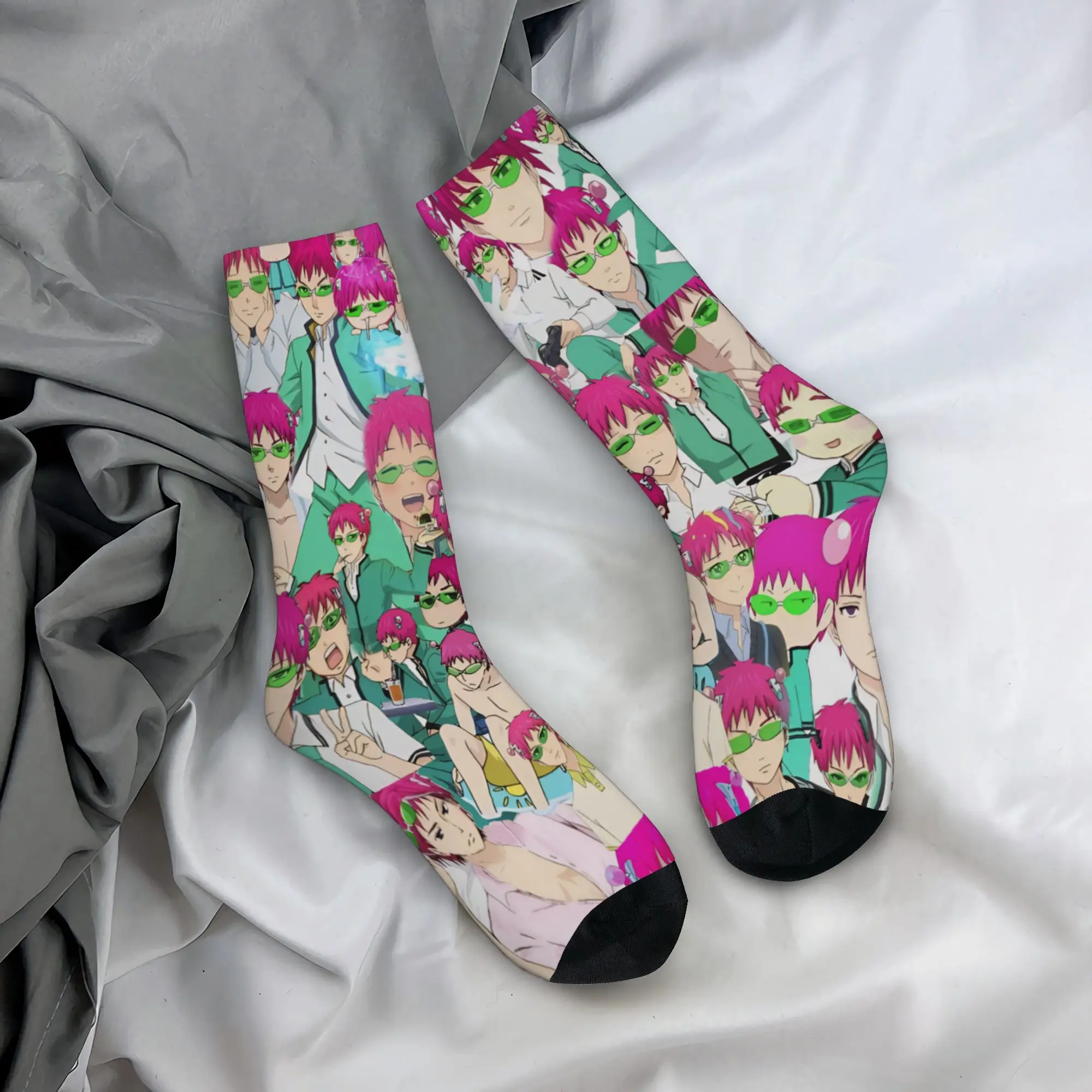 Novelty Women Men Socks Saiki K anime Merchandise Cute  Skateboard Socks Spring Autumn Winter