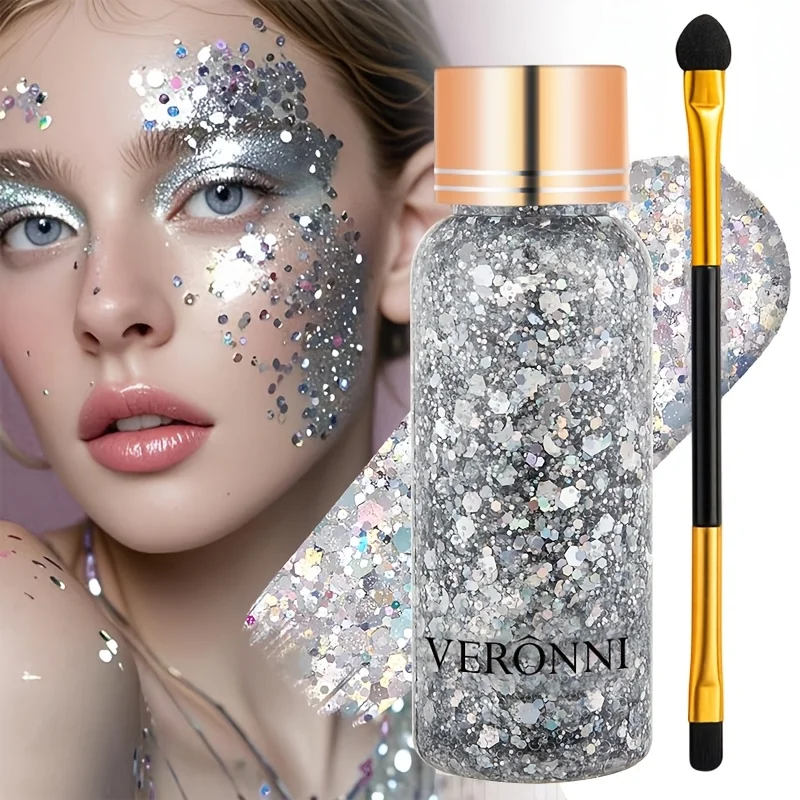 Body Glitter Gel Sequins,High Pigment Sequins Long Acting Face Eyes Hair Prom Party Mermaid Scales Not Easy To Take Off Makeup