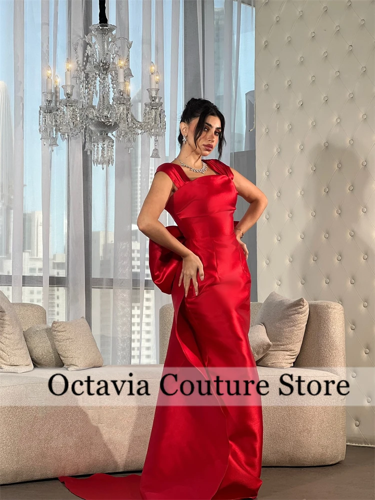 

Elegant Red Prom Dress 2025 Women Pleated Customized Satin Graduation Dress Wedding Party ​Guest Dress Evening Dresses