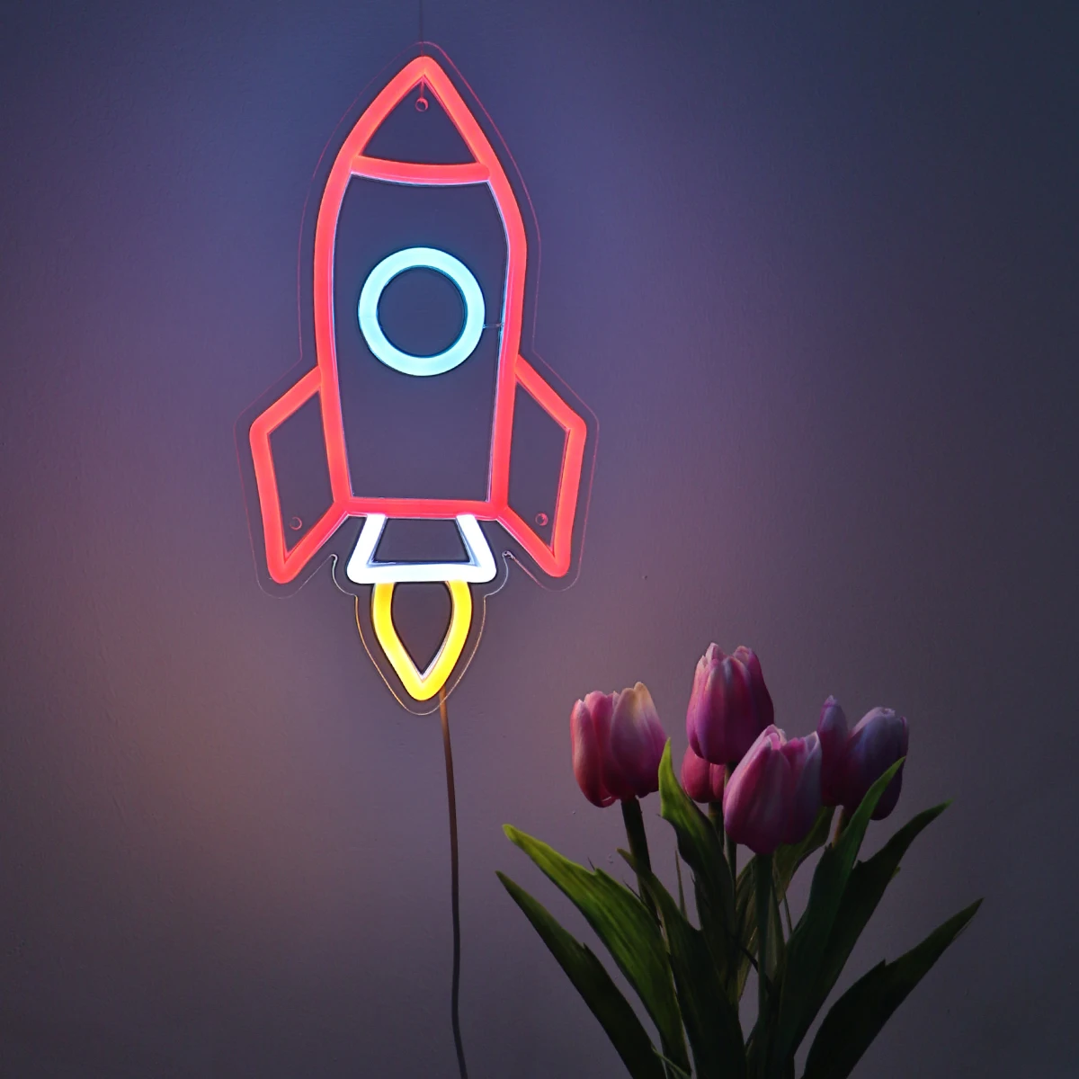 1pc Rocket LED Wall Neon Sign For Room Home Shop Party Pub Club Influencer Youtuber Living Show Decoration 6.26''*11.42''