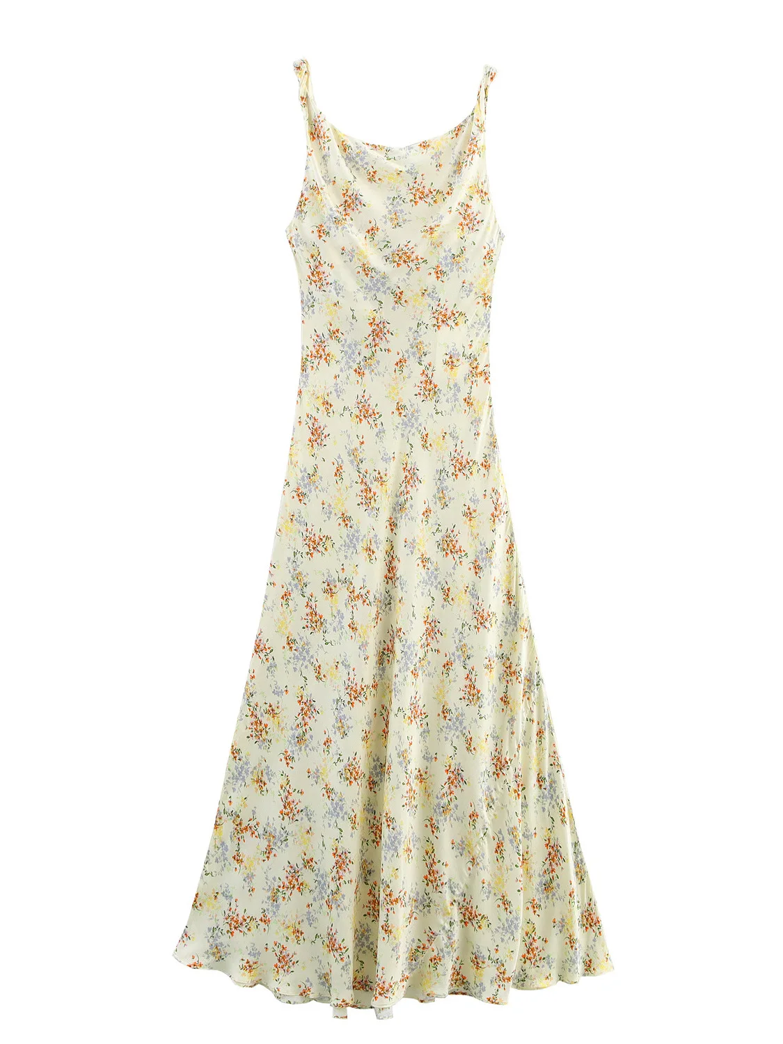

Fashionable Long Silk Satin Print Backless Dress Elegant Quality Jiangsu Warehouse Shipping Chic Summer Dress for Women