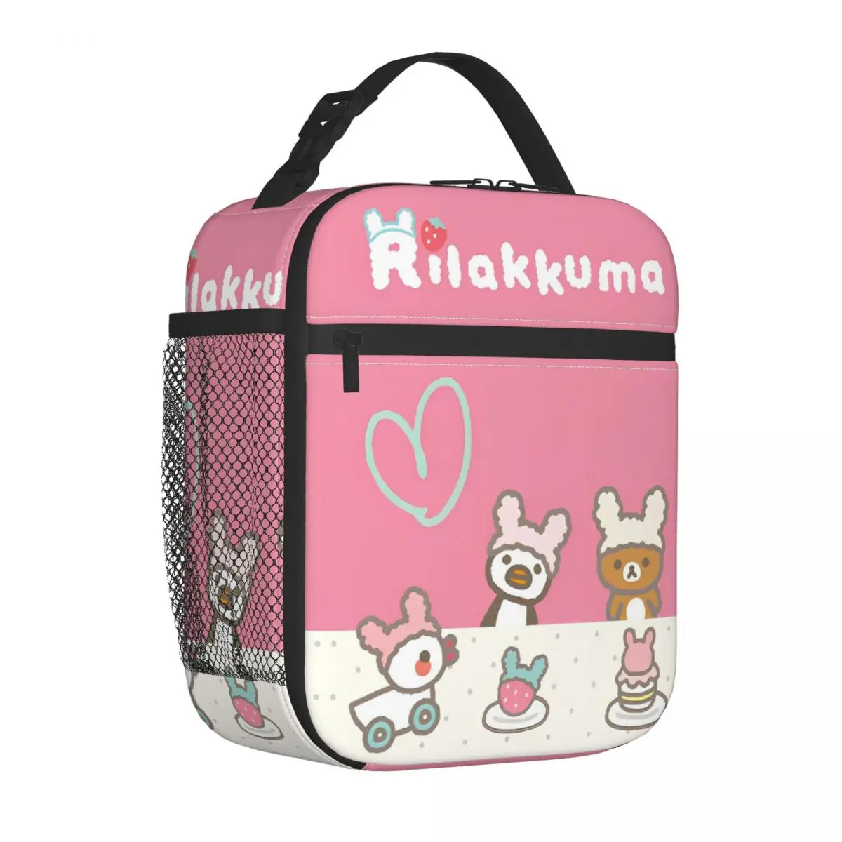 

Розовые изолированные сумки для обеда Rilakkuma с героями мультфильмов, многоразовая сумка-холодильник Контейнер для обеда, большая сумка для обеда, сумка для бенто, школьный пикник