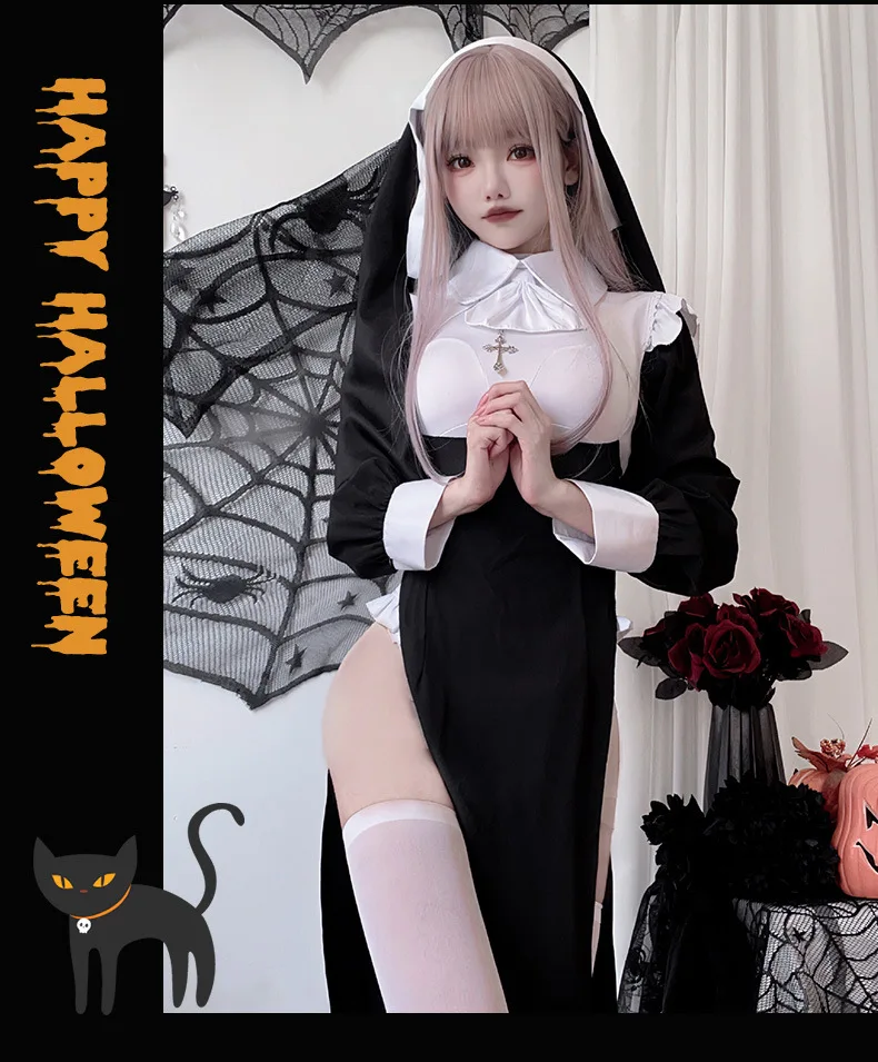 

Halloween Costume Grim Reaper Cos Nun Costume Sexy Nurse Uniform Vampire Tights Maid Plus Size Tights Robe