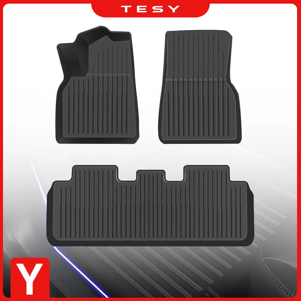 For Tesla Model Y 2021-2024 Floor Mat Left and Right Hand Drive TPE Carpet Waterproof Weather-resistant Foot Pads Mats