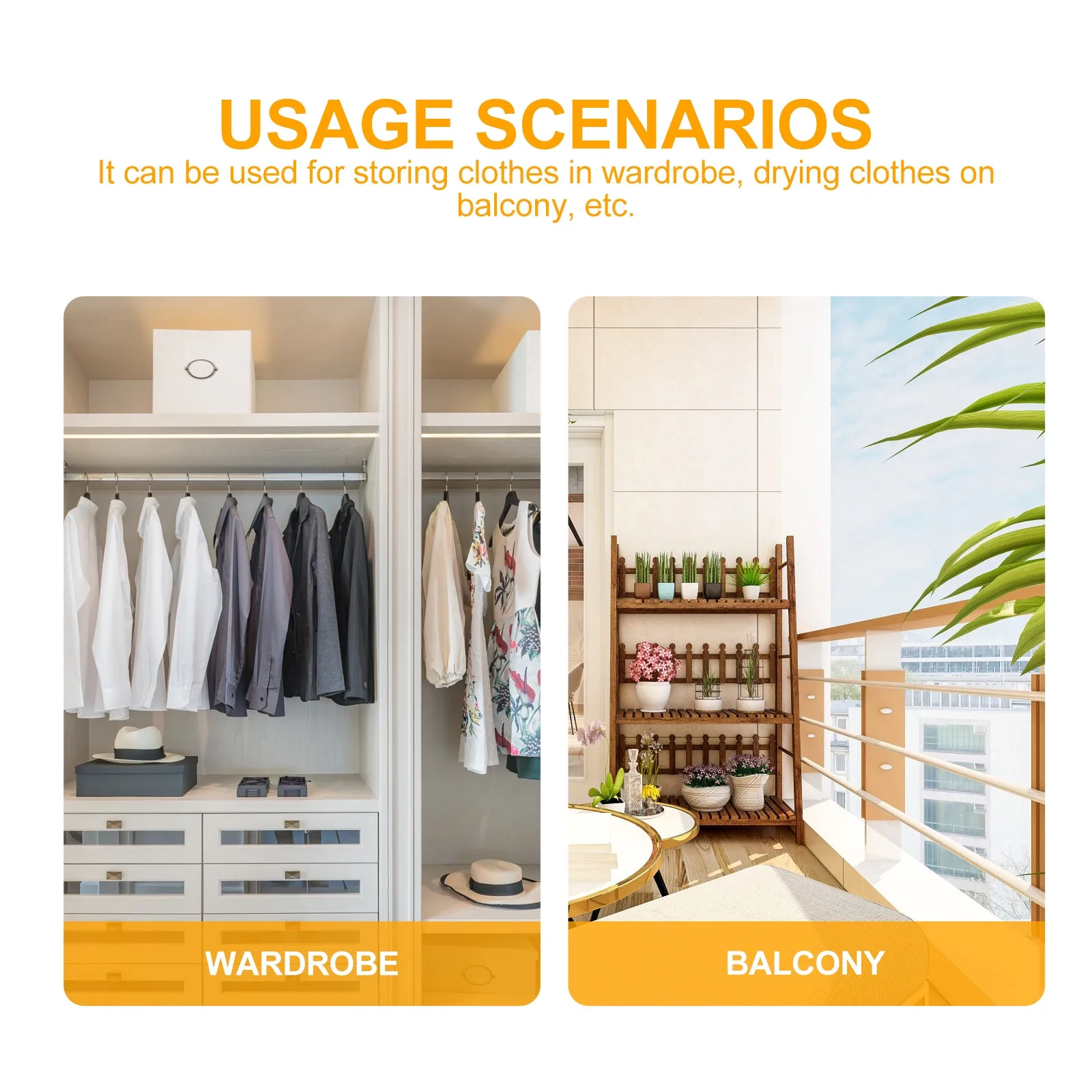 Picture 4: 1Set Heavy Duty Telescopic Hanger Storage Rack for Wardrobe Closet Bathroom Laundry Organizer Clothes Rail Space Saving Rack