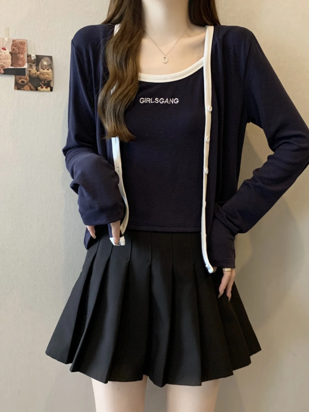 Early Spring Fashion plus Size Knitted Cardigan And Tank Top Set for Plump Women Elegant Petite Style Button Detail Commute S...