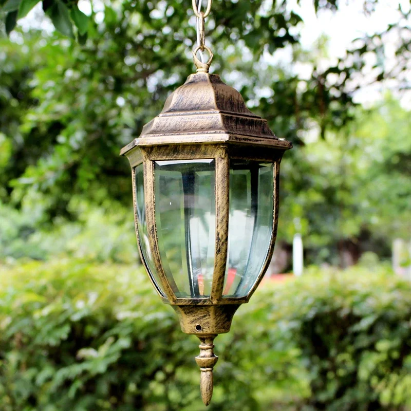 European Retro Outdoor Waterproof Chandelier for Garden Aisle Corridor Balcony Courtyard Gazebo Vine Rack Pendent Lighting