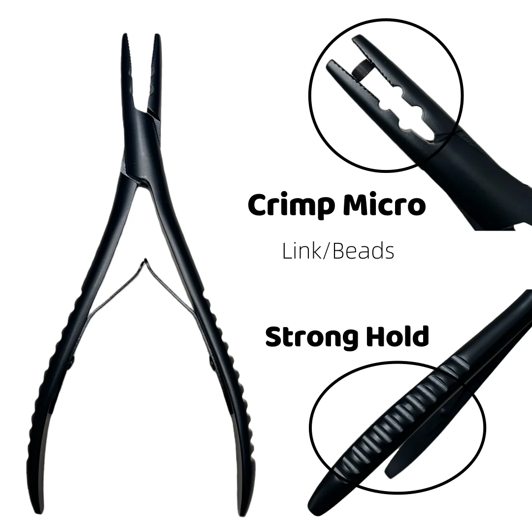 

Качественные 7-дюймовые серебристые щипцы из нержавеющей стали с двумя отверстиями для удаления кератиновых наращиваний волос