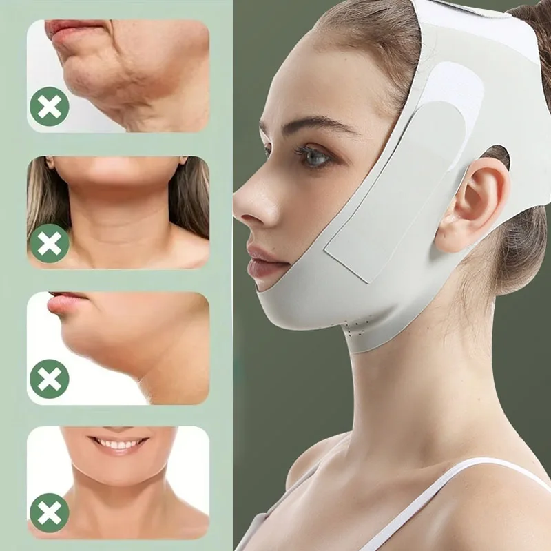 Wielokrotnego użytku bandaż wyszczuplający do twarzy V Line Face Shaper Women Chin Cheek Lift Up Belt Facial Massage Strap Face Skin Care Beauty Tools