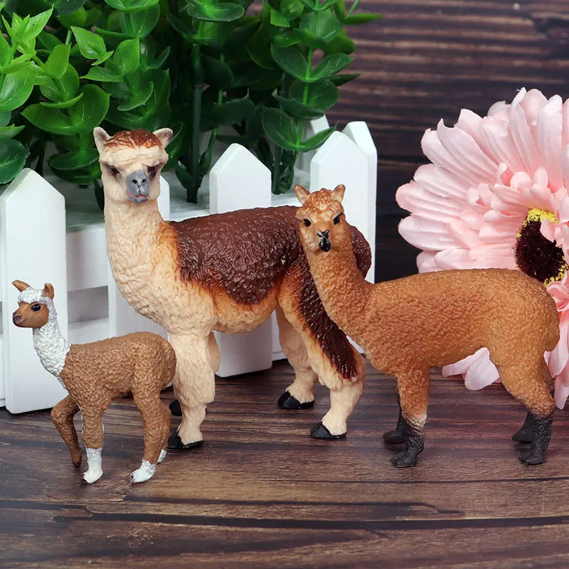 Wild Animal Alpaca Miniatures Solid Simulation Model Figures Home Decor Zoo Education Toy Collection Ornaments Kids Gifts