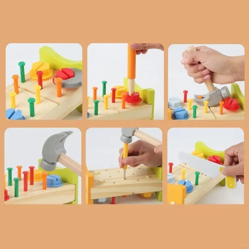 F62d Kinder Schraubenmutterbaugruppe Demontage Spielzeug Holz Hand-Augen-Gehirnentwicklungen Spielzeug Spielzeug