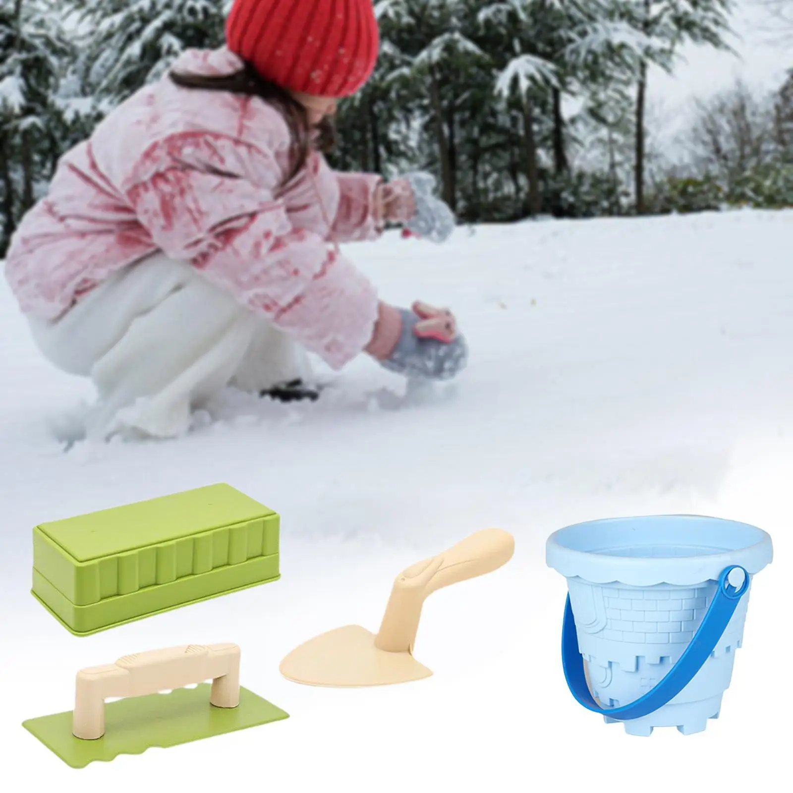 4x Winter Snow Toys Beach Building Castle Kits Snow Bucket Snow Brick Toy Set Sand Toys Set for Kids Outdoor Birthday Gifts