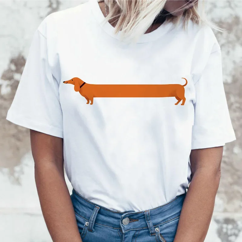 الألماني تي شيرت المرأة الصيف النساء عيد الميلاد الكلب تي شيرت س الرقبة عادية Harajuku مضحك Kawaii مطبوعة بلايز تيز الإناث