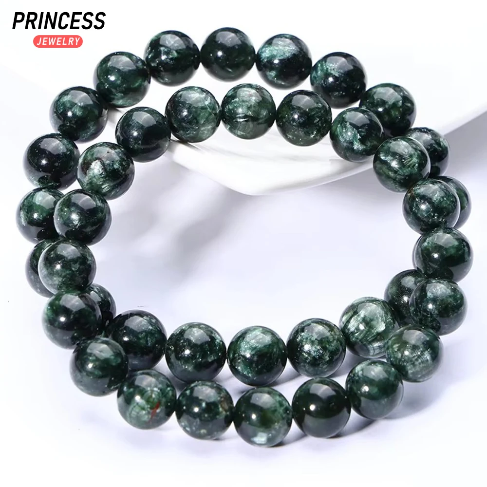 100% Natural A+ Seraphinite Beads Elastic Bracelet for Jewelry Gift Or Jewelry Making Necklace Pendant