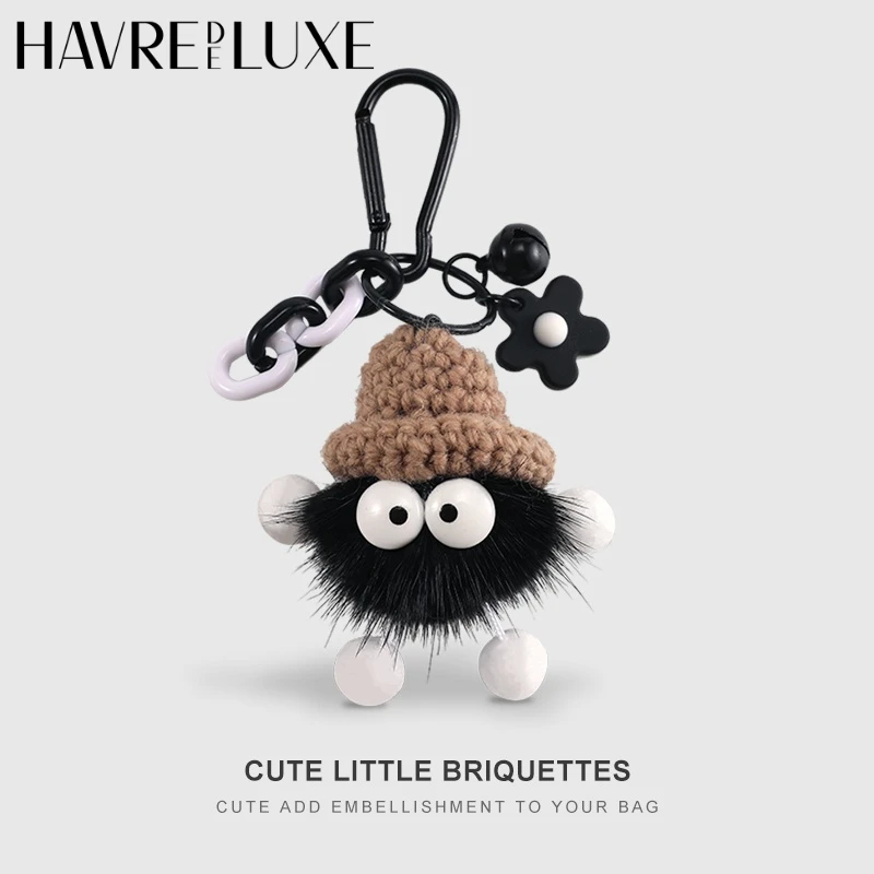 

HAVREDELUXE Bag Charm Key Chain Pendant Mink Hair Small Briquettes Car Multi-functional Bag Plush Female Exquisite Pendant