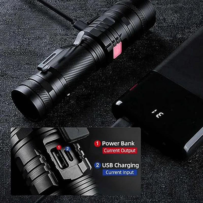 5000LM High Power LED Waterproof Flashlight 36W Lamp Bead USB-C Charging 26650 Battery Tactical Flashlight Camping Flashlight