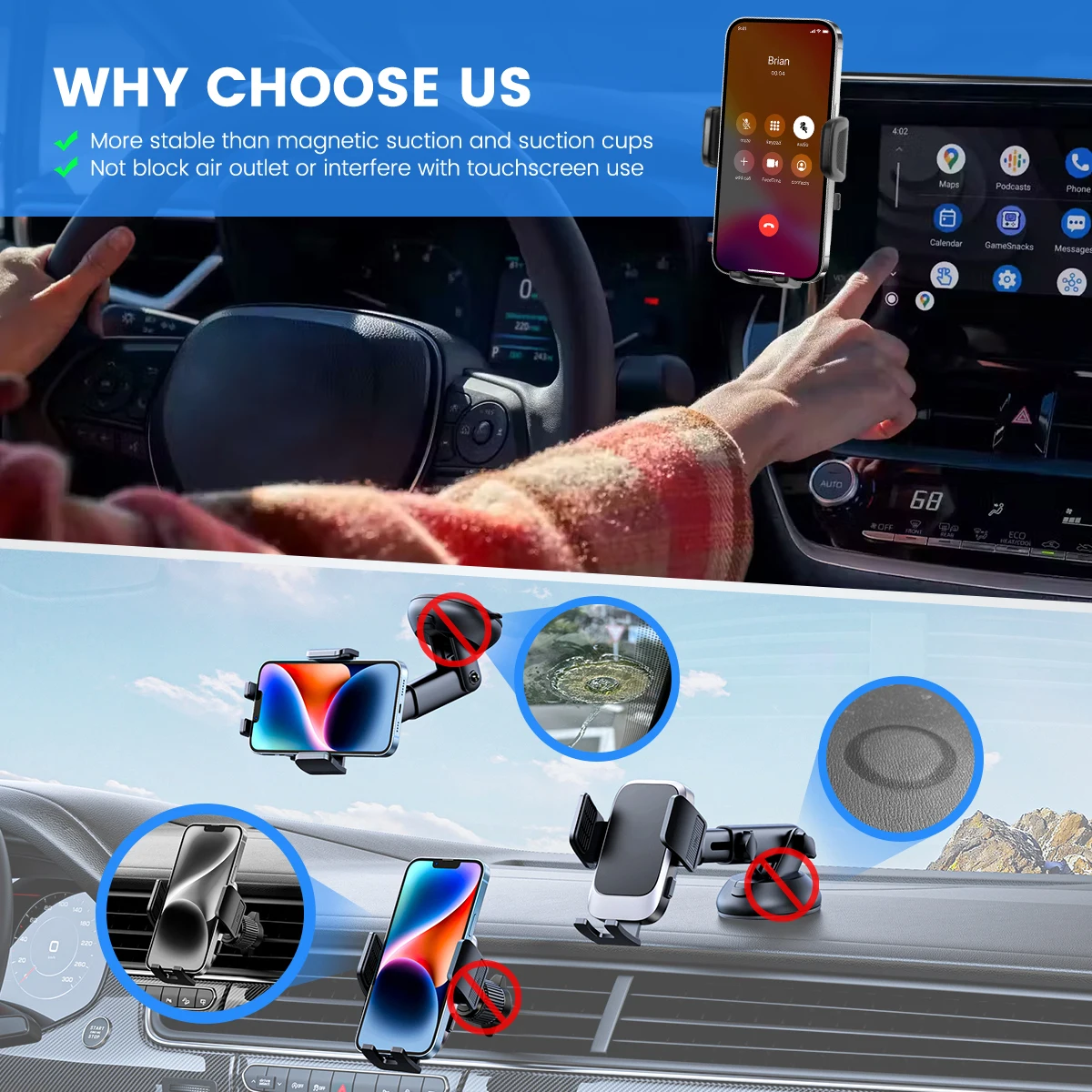 Car Phone Holder Screen Fixed Bases 8 Inch for Toyota Corolla 2019-2025 / Corolla Cross 2022-2025 Car Interior Accessories