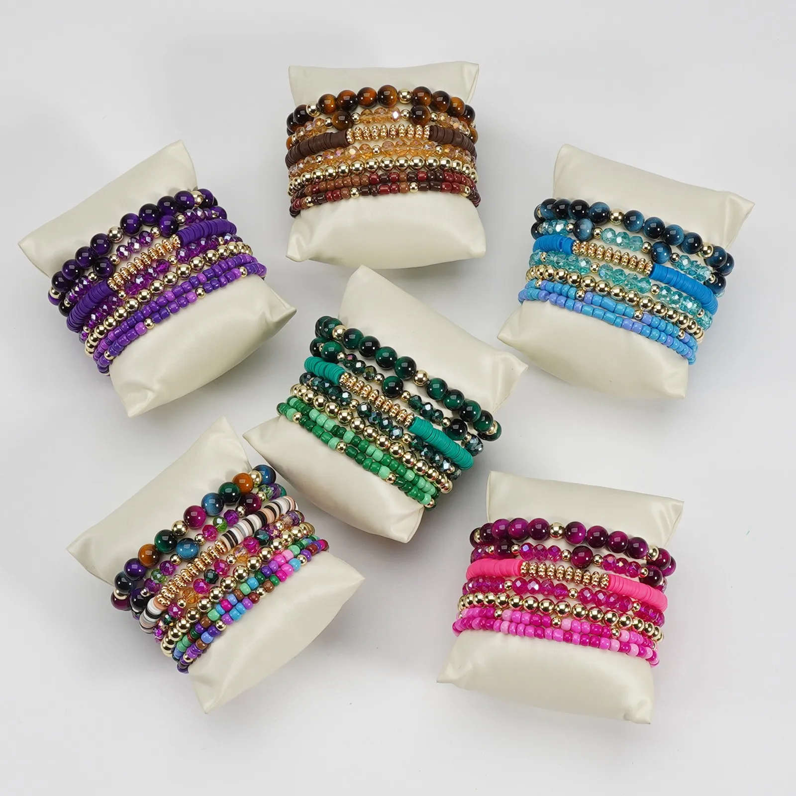 Beaded Bracelet Imitation Natural Stone Elastic Thread Bohemian Style Spring Summer New Fashion Women Wholesale Jewelry Gift