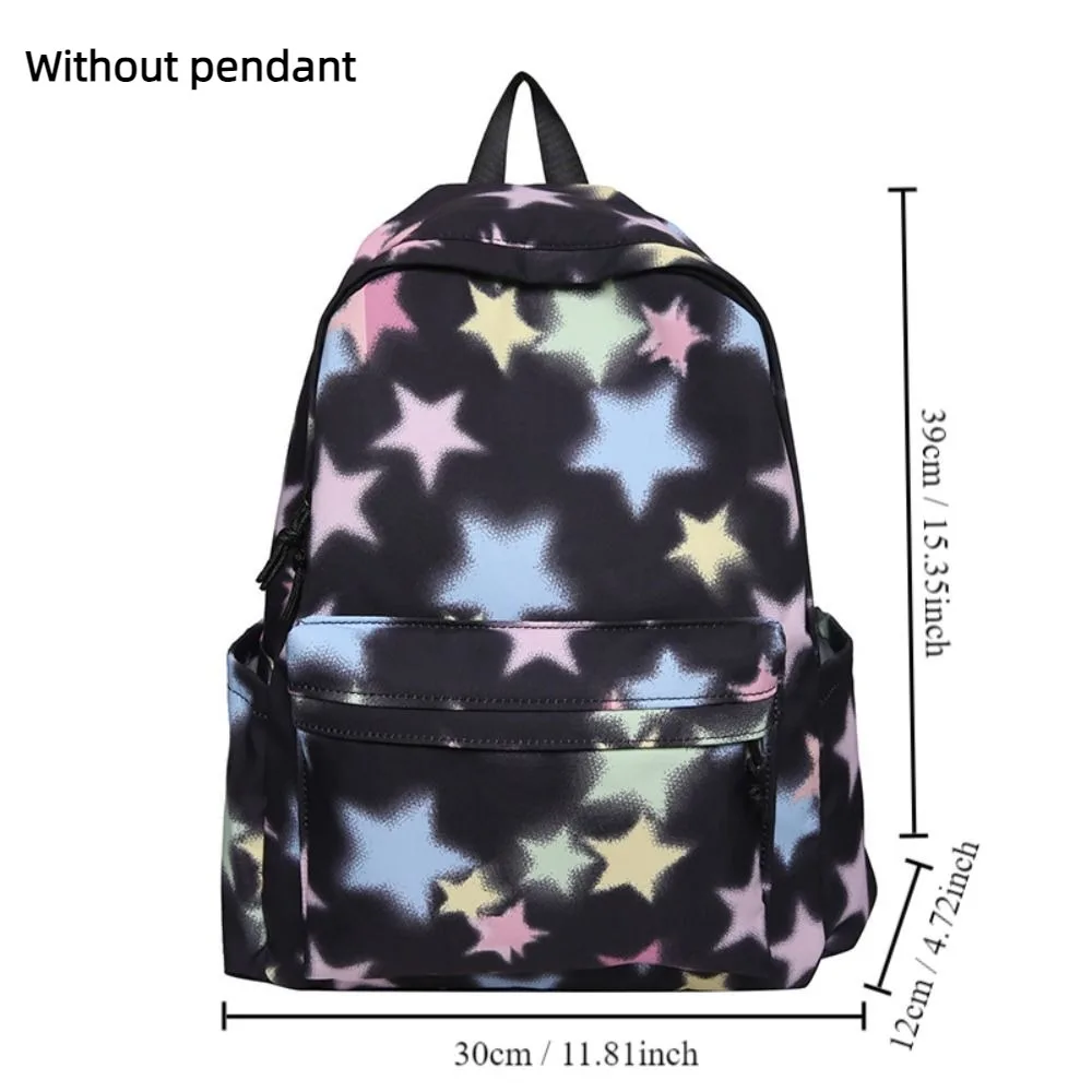 Portable Large Capacity Students Backpack Star Printed Zipper Women Backpack Nylon Shoulder Bag Outdoor