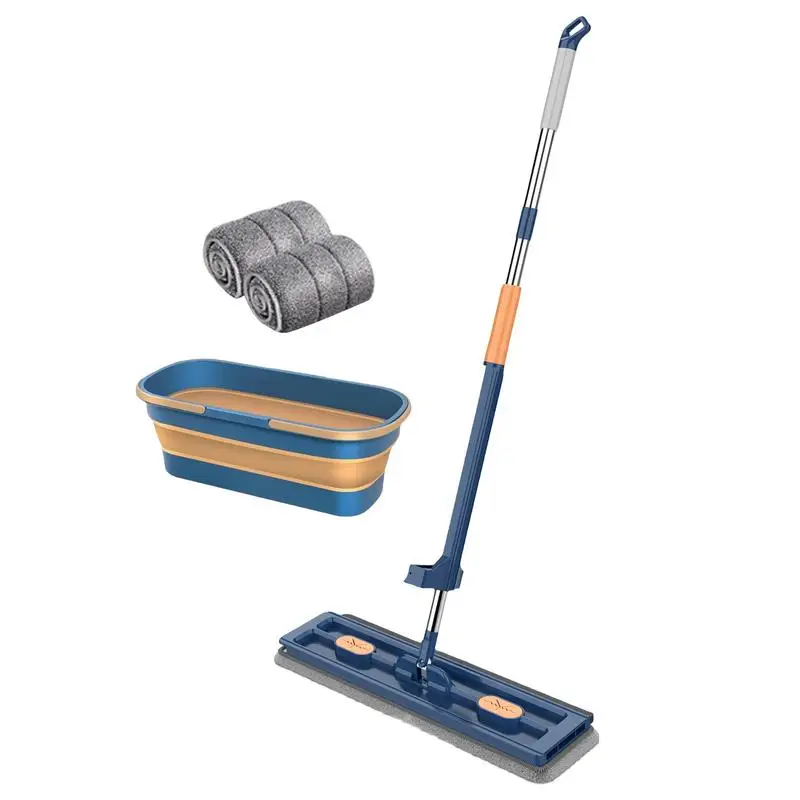 Flat Mops For Floor Cleaning Cleaner With Long Handle Dust Wet Dry Mop With 2 Reusable Microfiber Pads For Wet And Dry Use