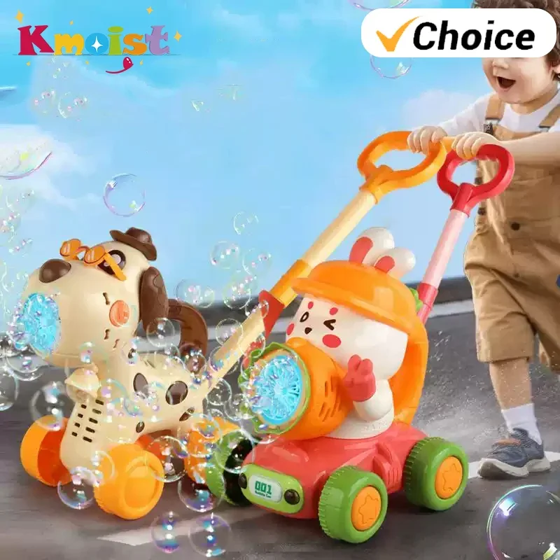 2026 Cute Bubble Machine Light Up Hand-Pushed Electric Dinosaur Rabbit Dog Bubble Guns Bubble Soap Blower For Kids Outdoor Toys